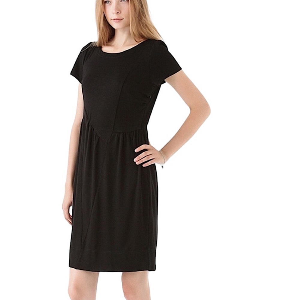 MARC JACOBS silk blend black asymmetrical seam black dress size small like new